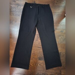 Women Black Striped Office Pants size: 32